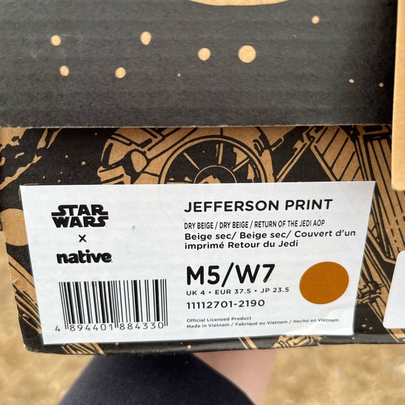 NWT Native x Star Wars Jefferson Return of the Jedi Slip On Shoes Men 5/Woman 7